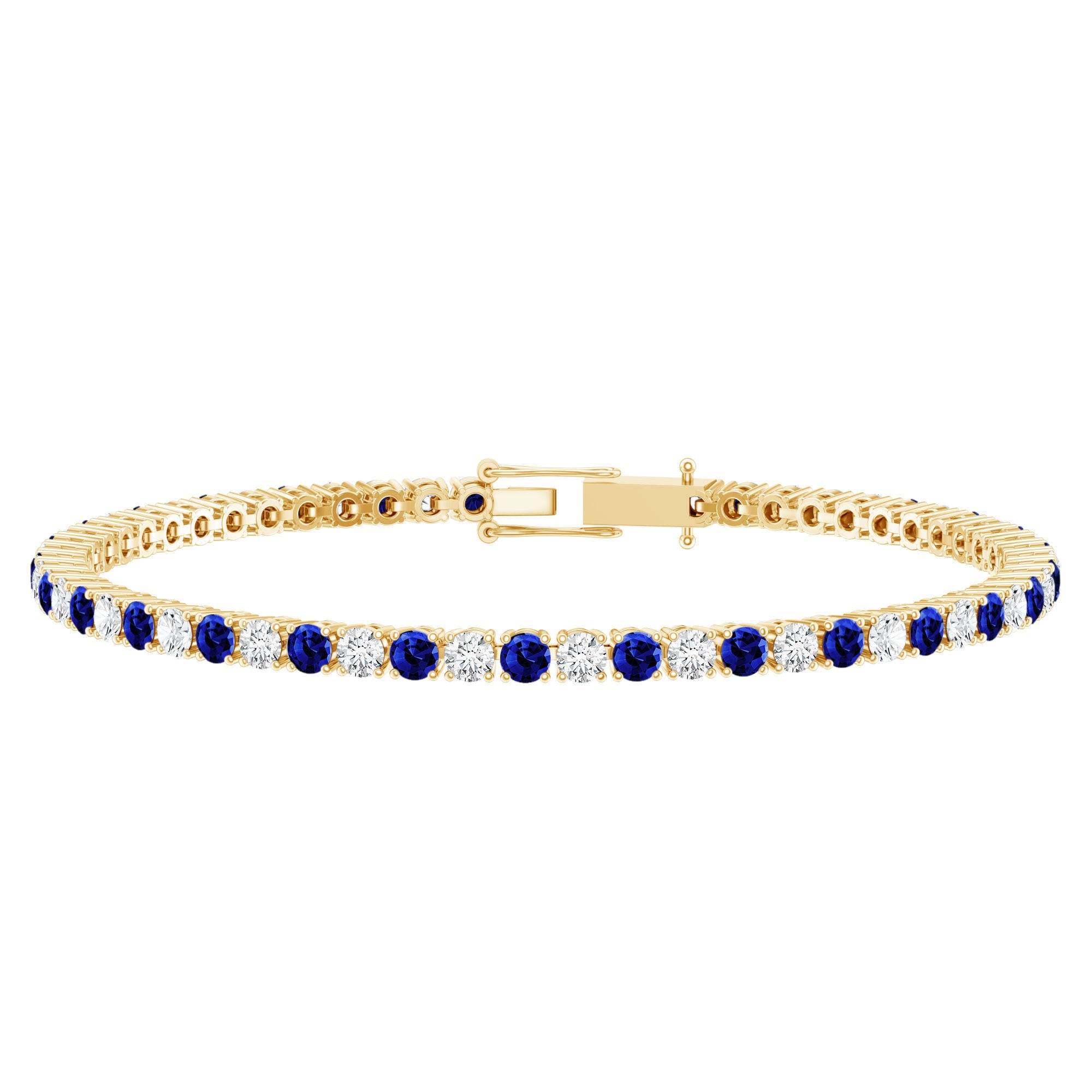 Certified Lab Grown Diamond and Sapphire Wedding Tennis Bracelet