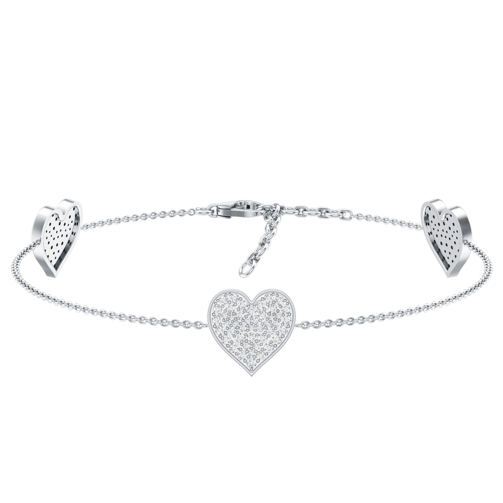 Pave Set Lab Grown Diamond Heart Bracelet for Women