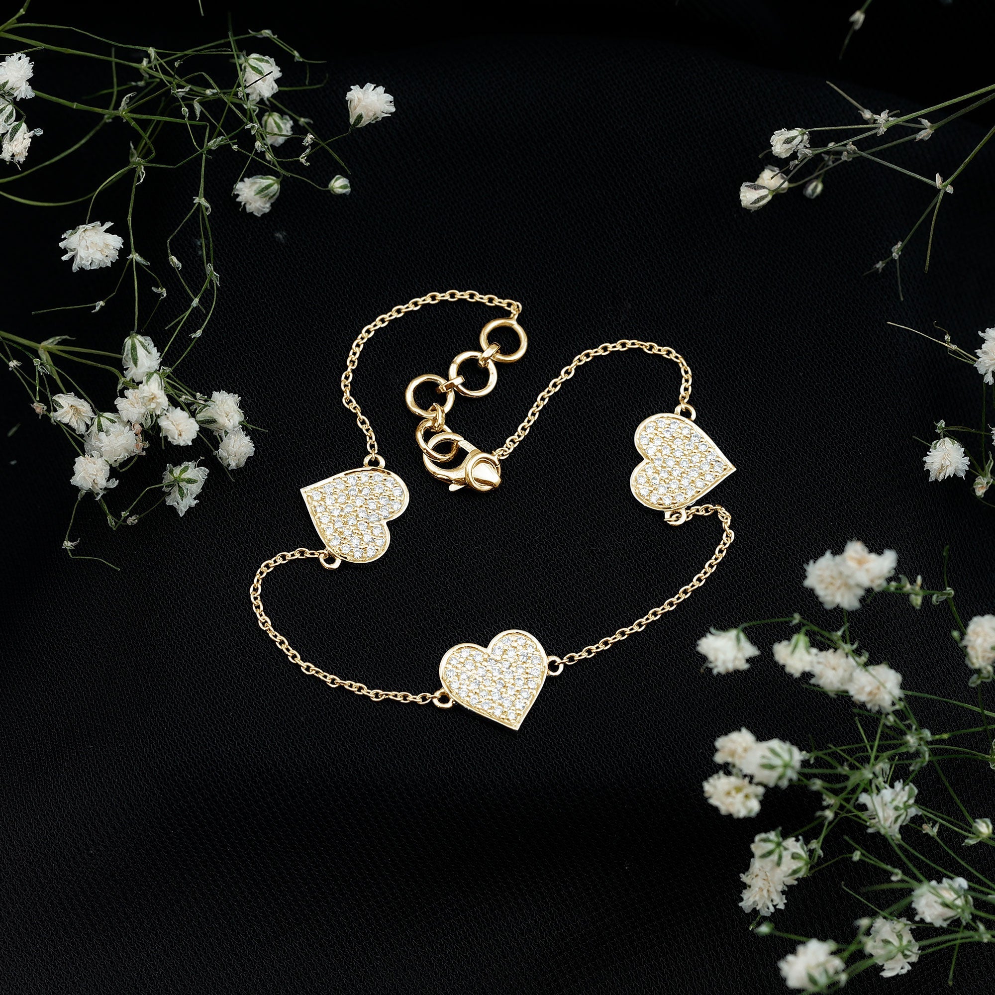 Pave Set Lab Grown Diamond Heart Bracelet for Women