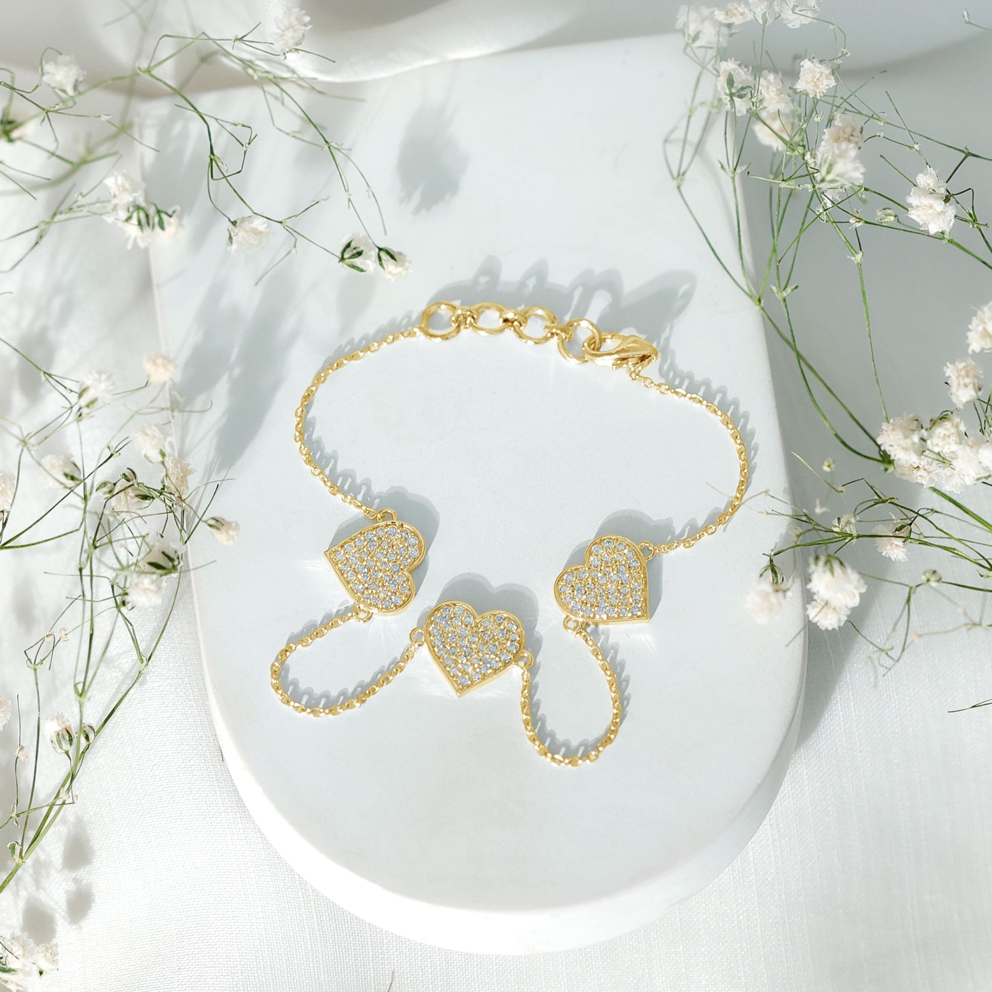 Pave Set Lab Grown Diamond Heart Bracelet for Women