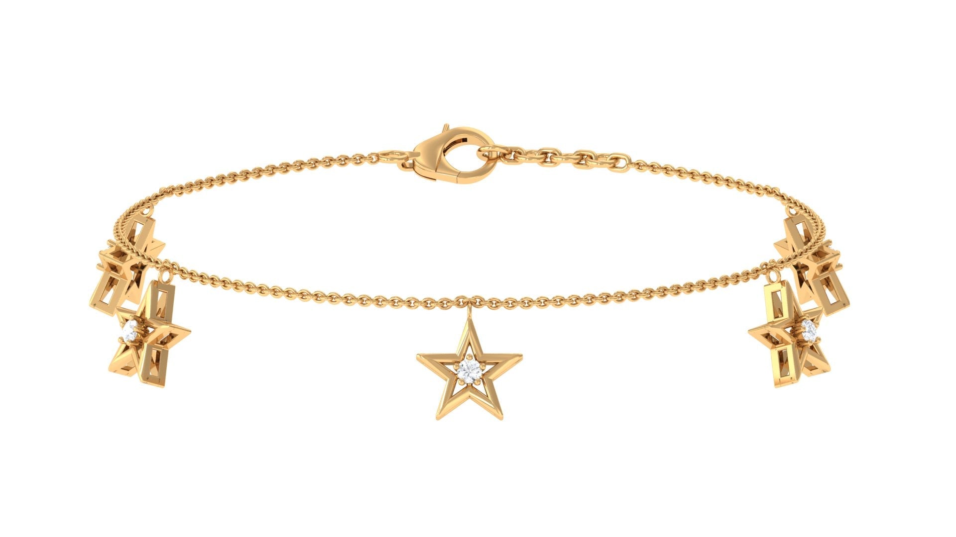 Certified Diamond Star Charm Bracelet For Women