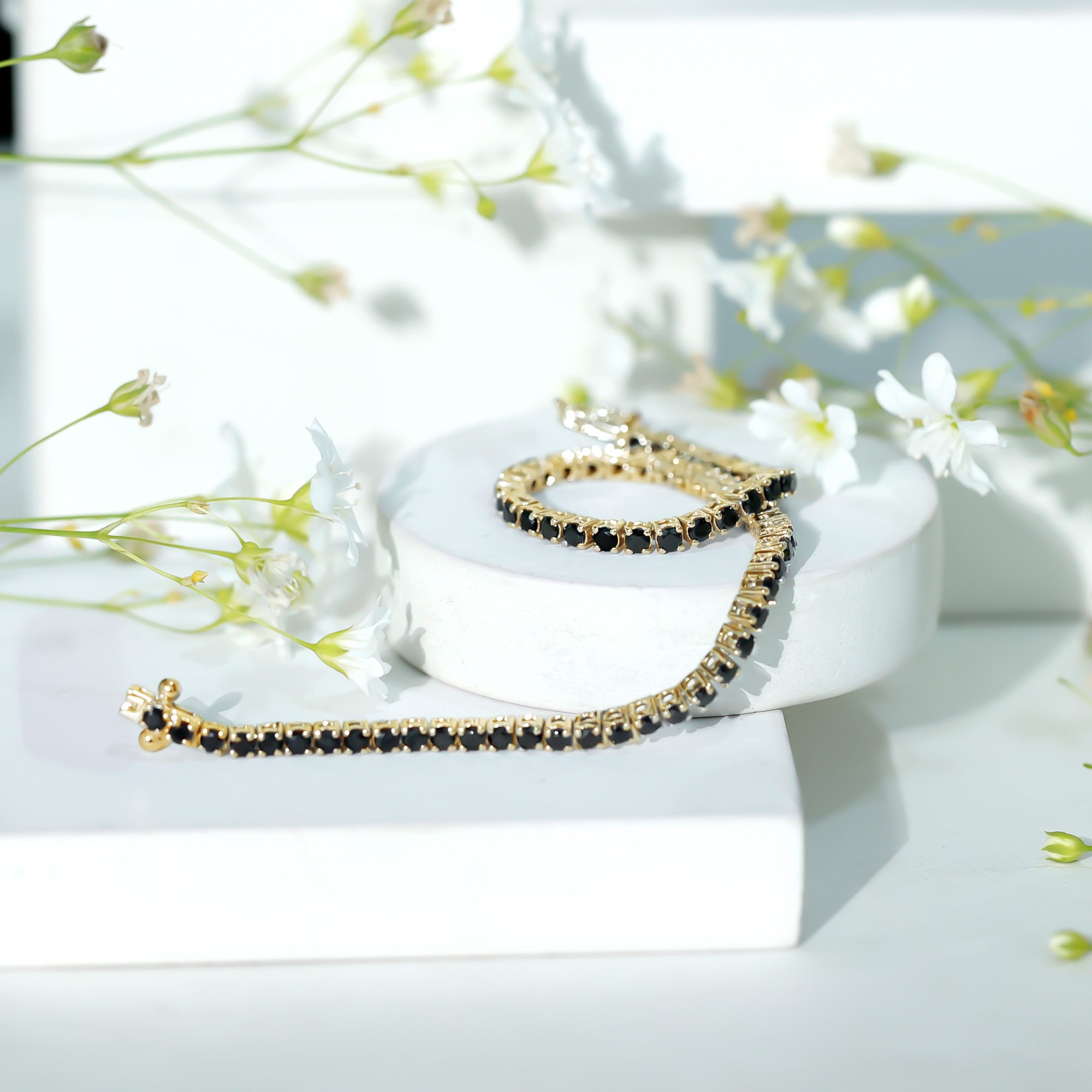 Certified Round Cut Lab Grown Black Diamond Tennis Bracelet