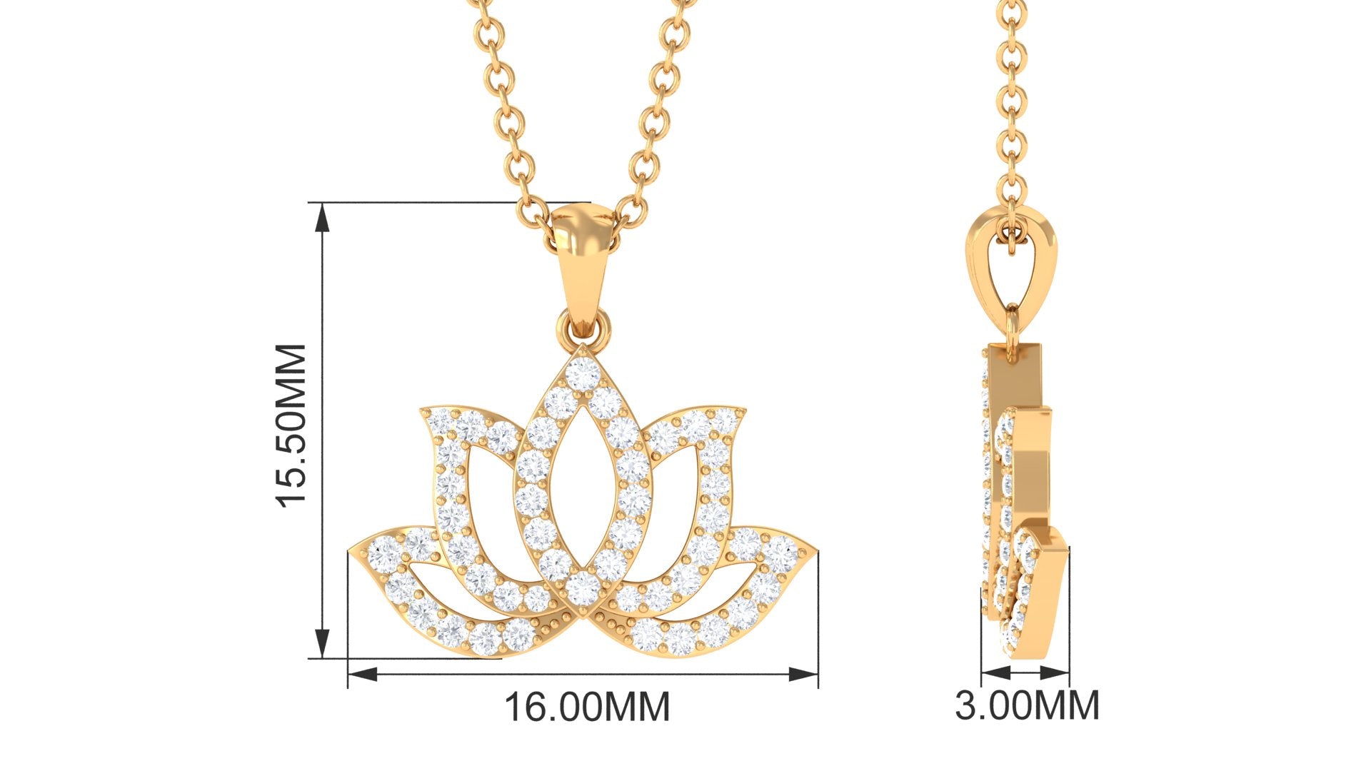 Diamond Lotus Flower Necklace in Pave Setting