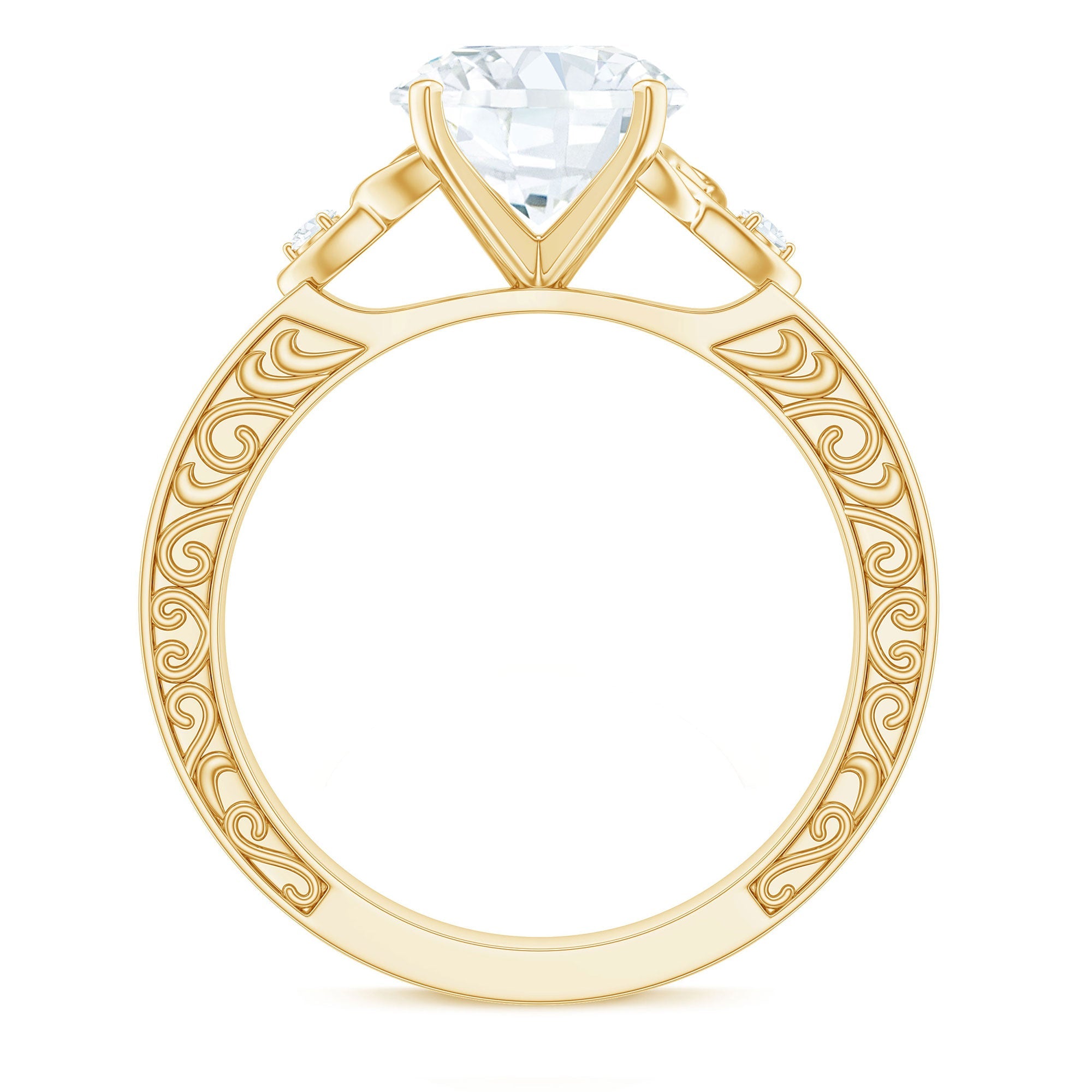 Antique Looking Round Moissanite Celtic Knot Engagement Ring