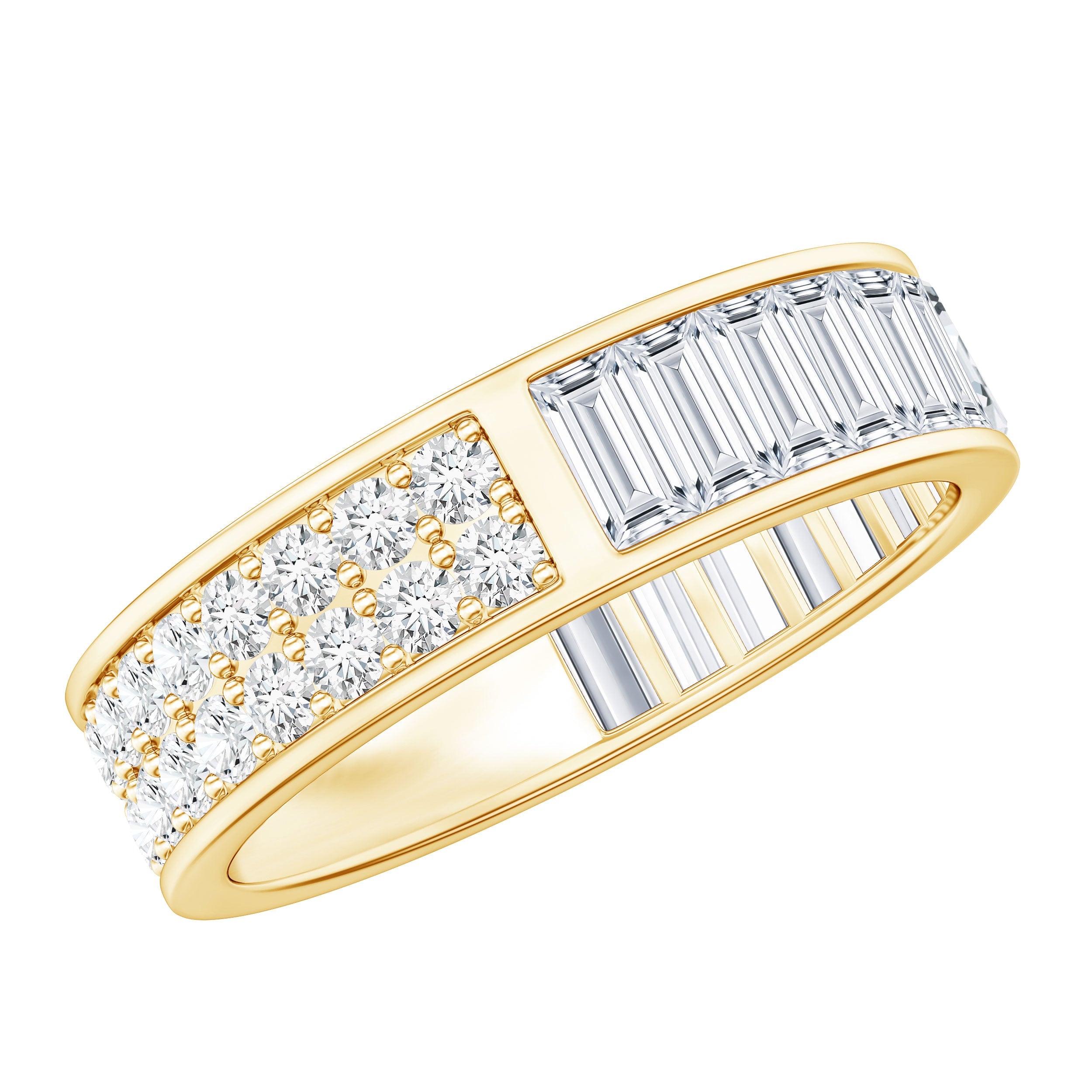 Certified Moissanite Wide Eternity Wedding Band