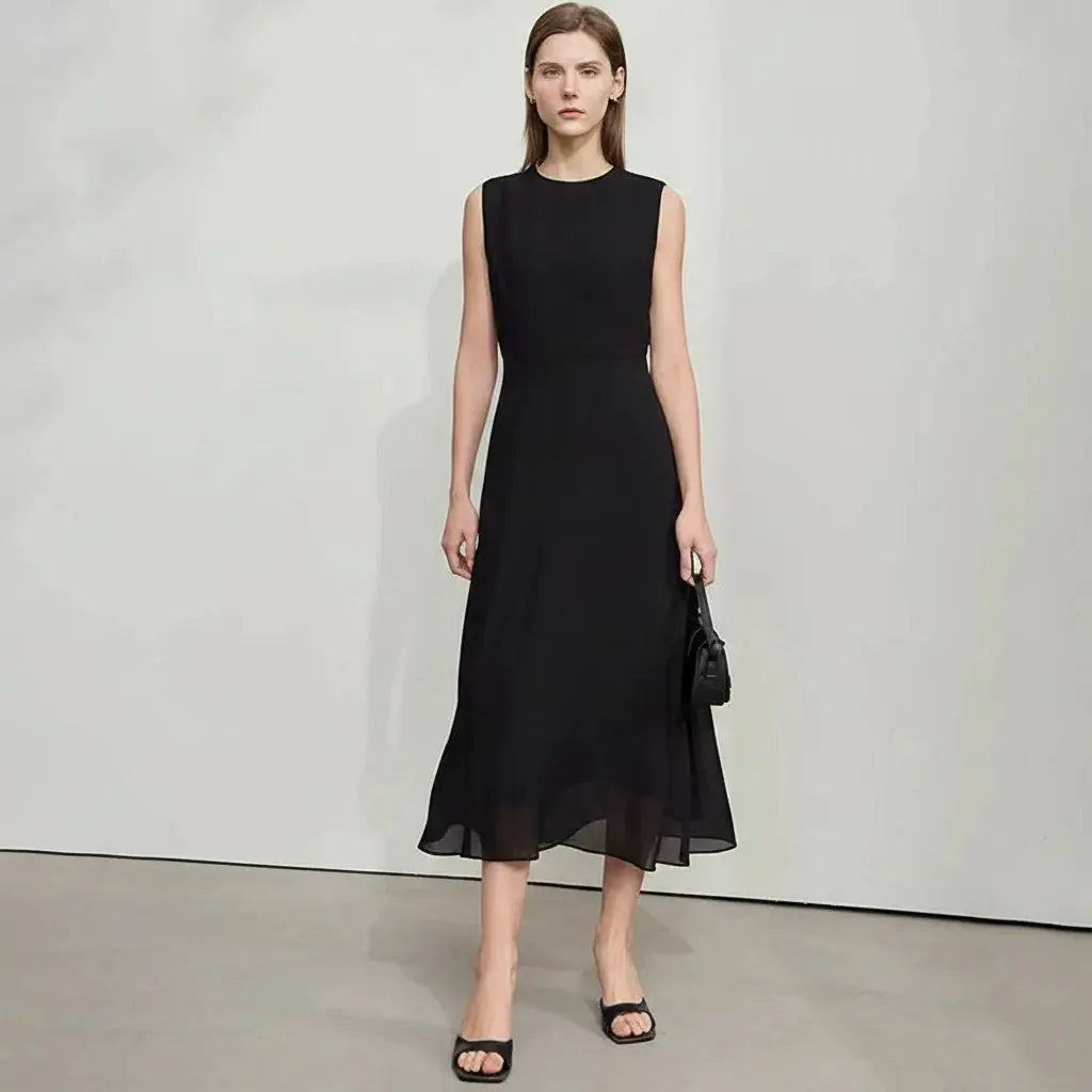 Women's Slim-Fit Round Neck Long Dress
