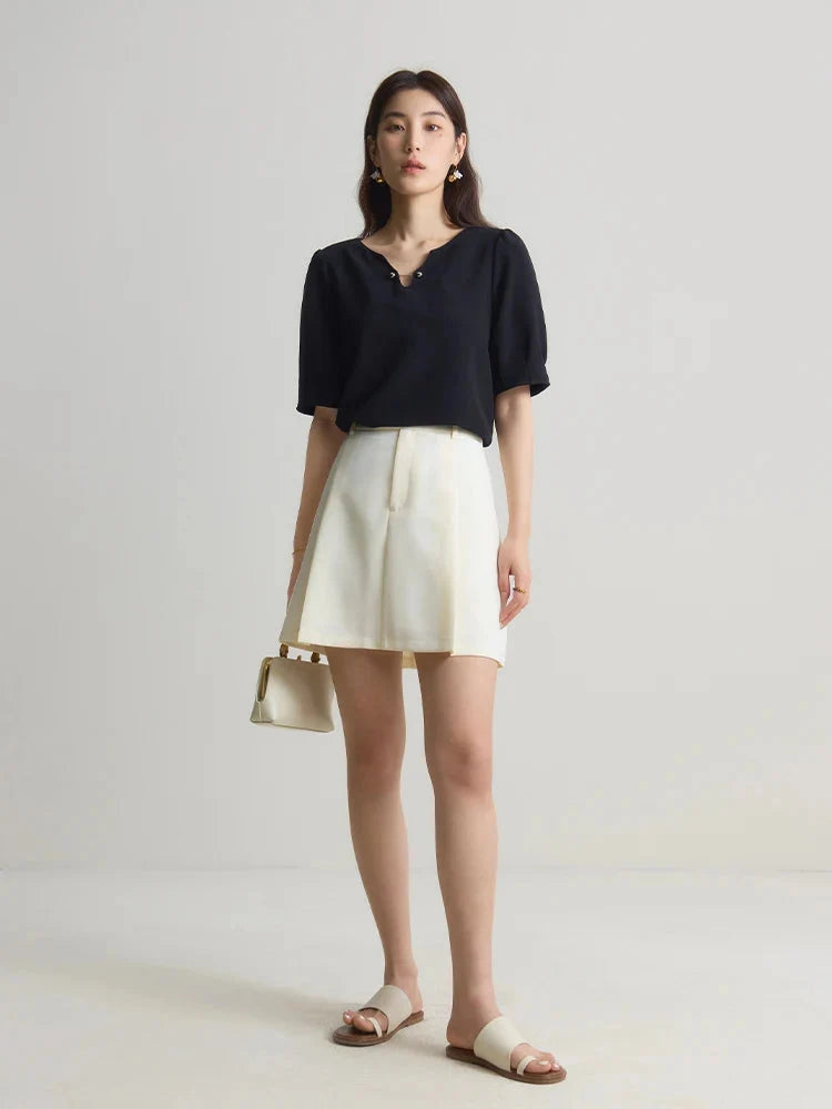 Women’s V-Neck Chiffon Shirt Elegant Slimming Summer Top
