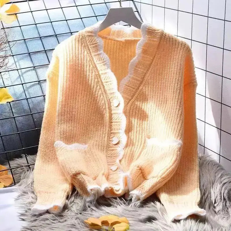 Autumn V-Neck Knitted Jumper