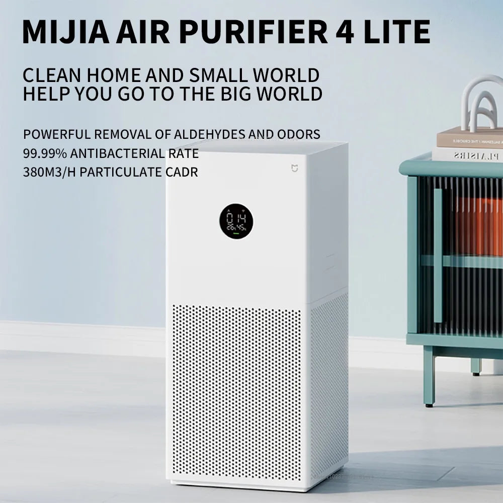 MIJIA Smart Air Purifier 4 Lite LED Display Quadruple Purification Aldehyde Removal Home Air Ionizer 35.8dB(A) Low noise