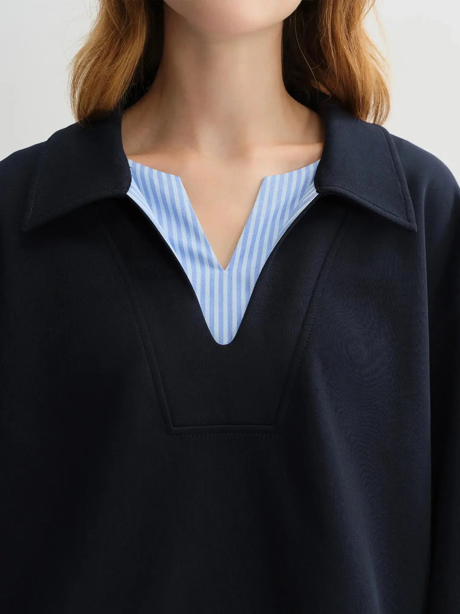 Plus Size Navy Blue Sweater Skirt Set - Long Sleeve Autumn Fashion