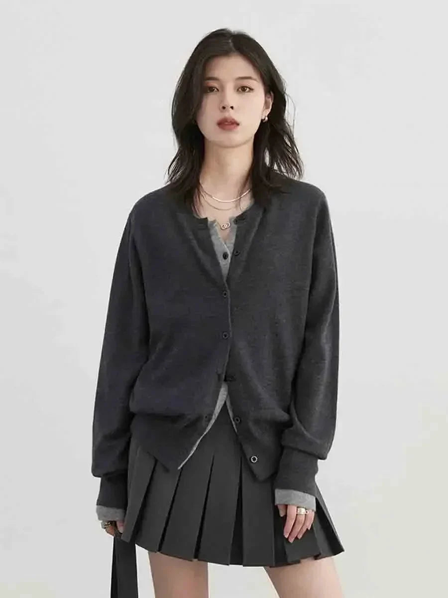 O-Neck Knit Cardigan Loose Single-Breasted Sweater