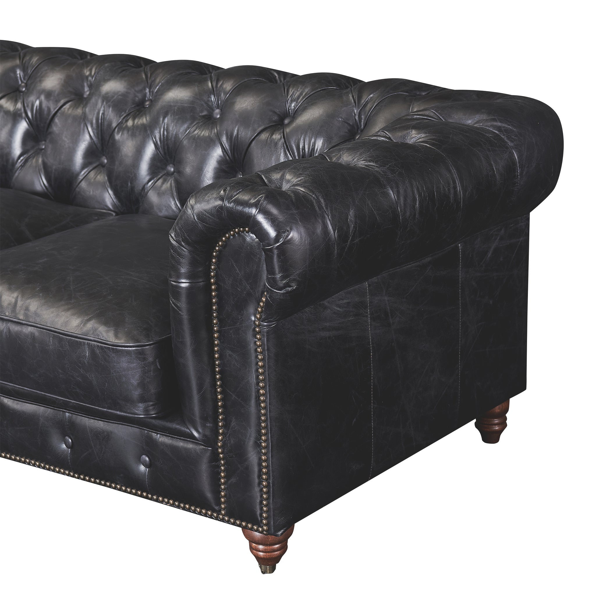 Pre-Order Century Chesterfield Love Seat - Slate Leather