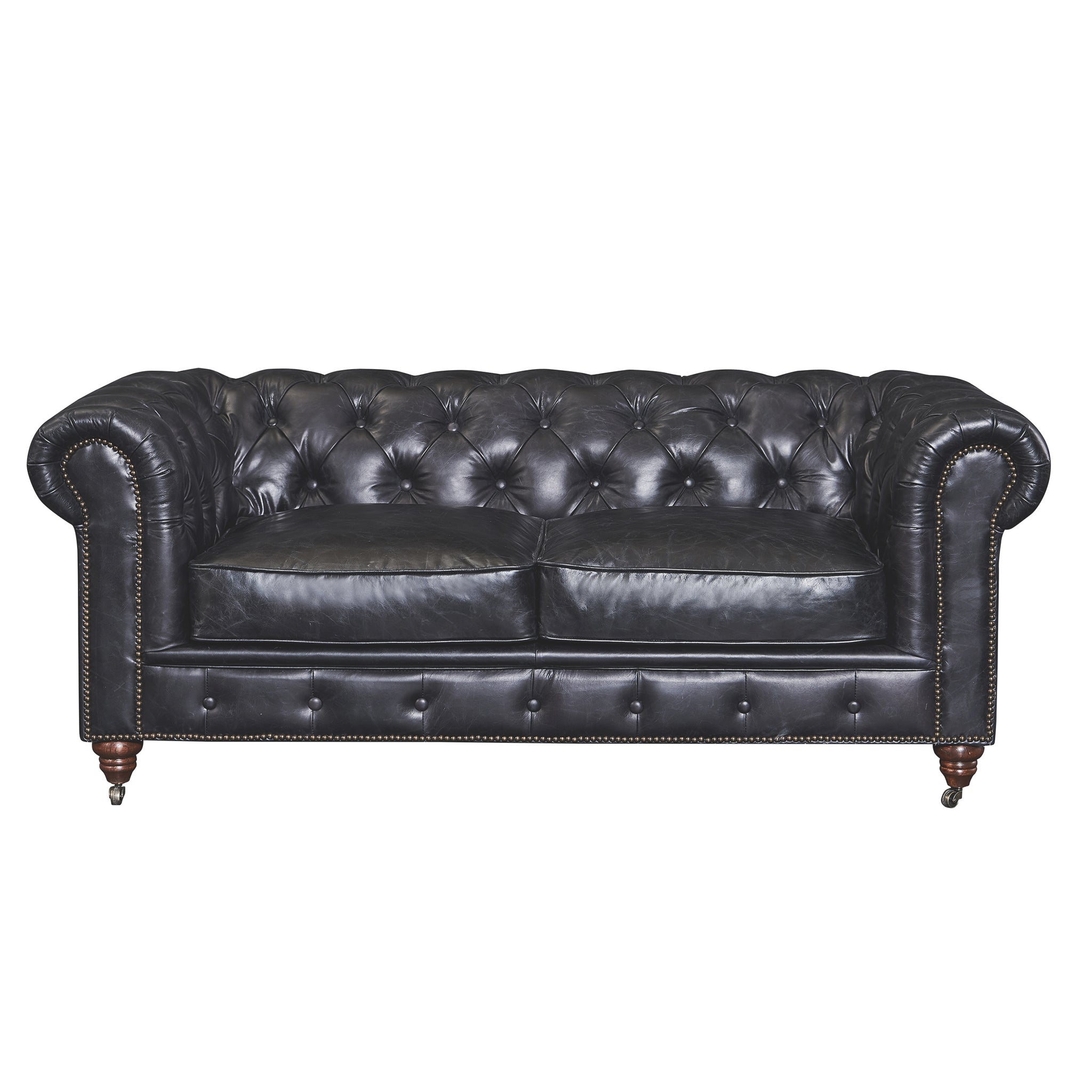 Pre-Order Century Chesterfield Love Seat - Slate Leather