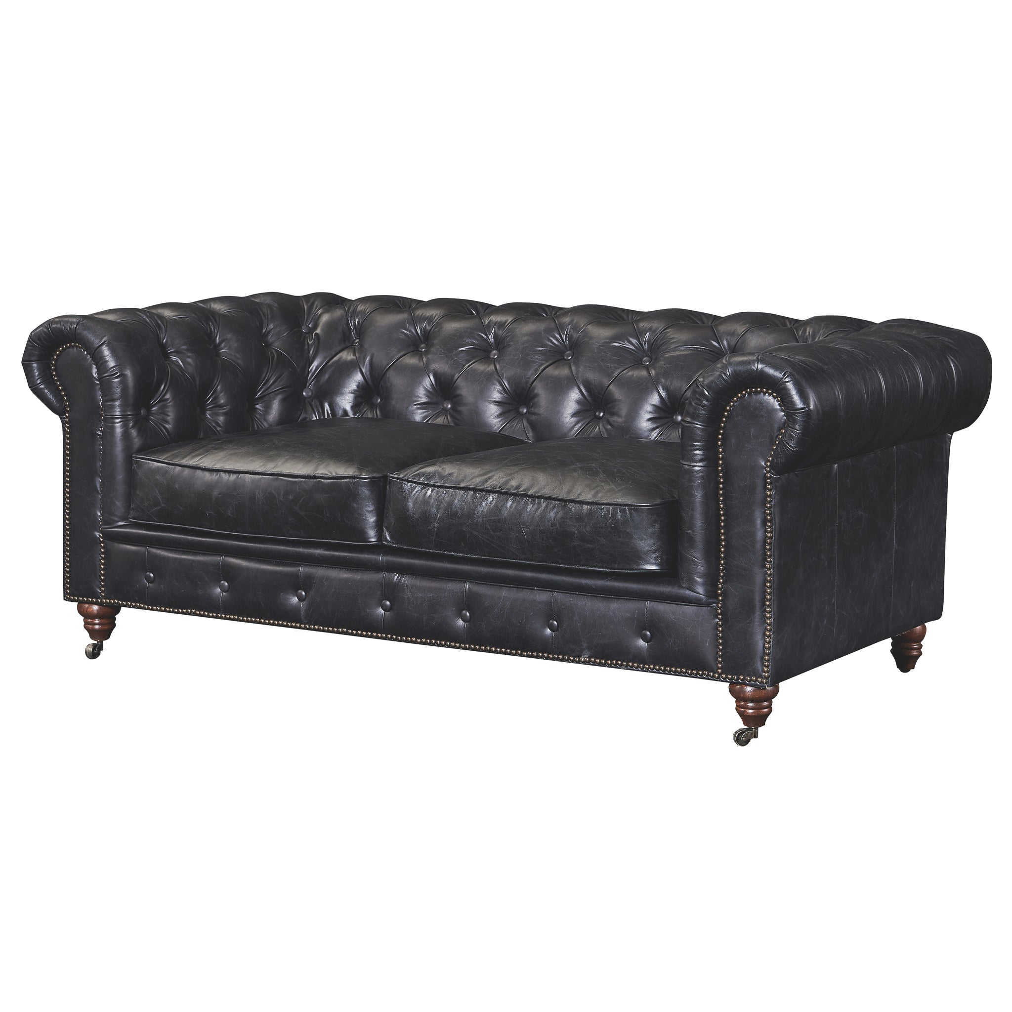 Pre-Order Century Chesterfield Love Seat - Slate Leather