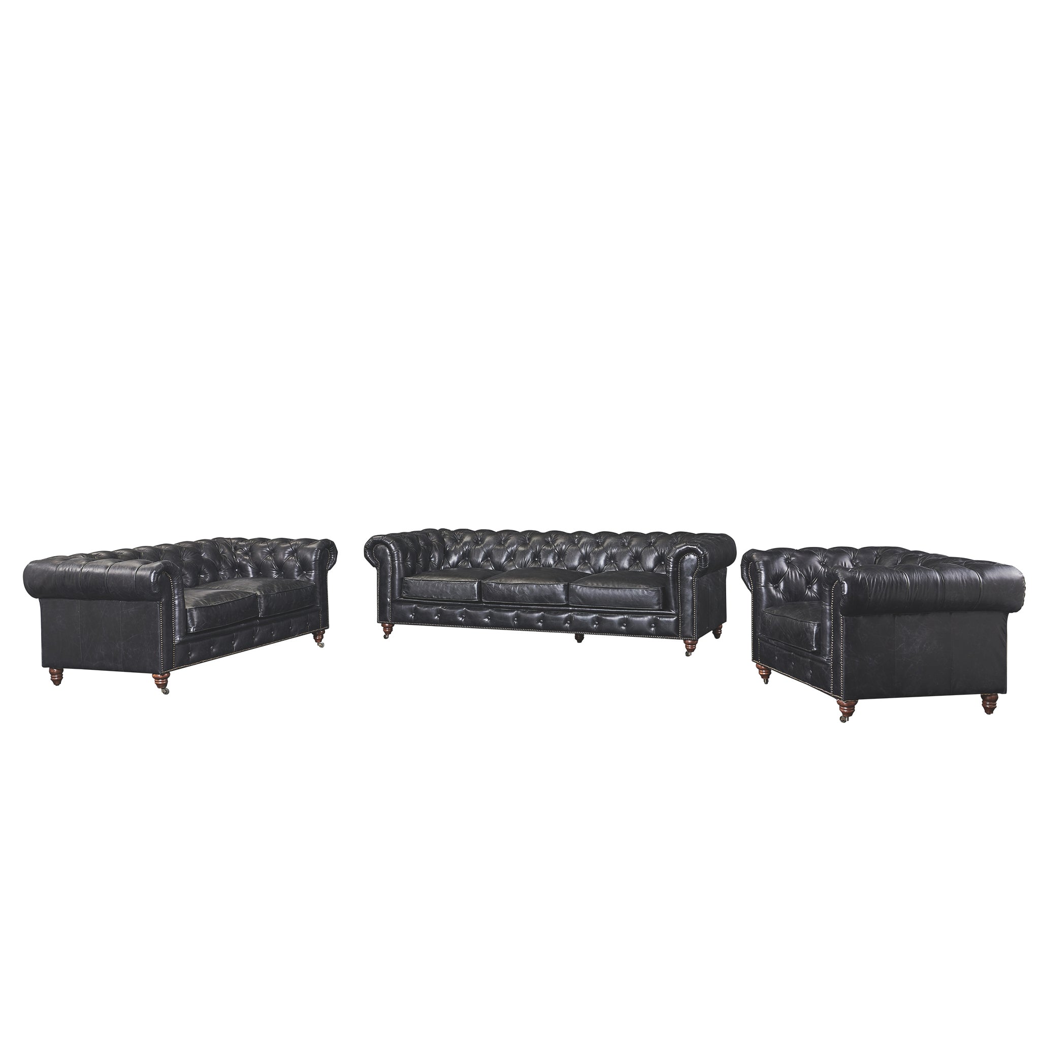 Pre-Order Century Chesterfield Love Seat - Slate Leather