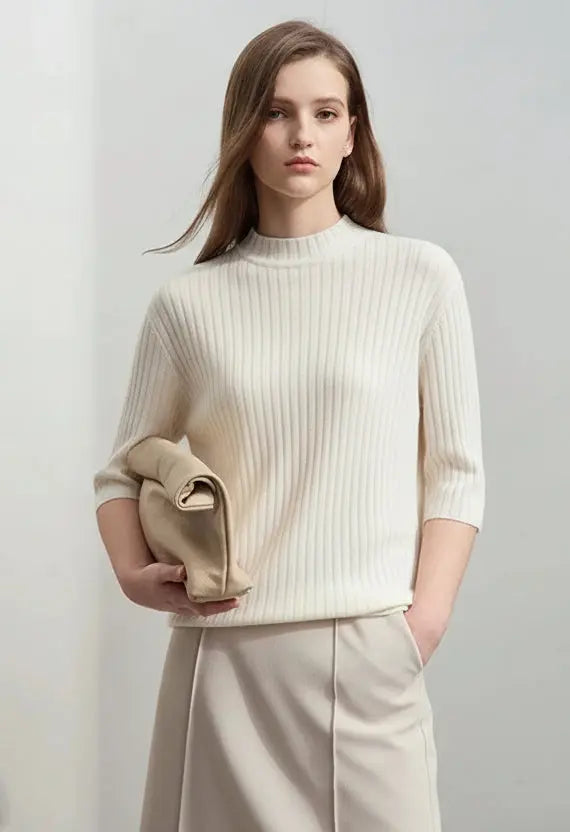 Elegant Mock Neck Slim Knit Sweater