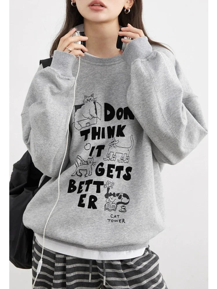 Preppy Plush Pullover Long Sleeve Autumn Top