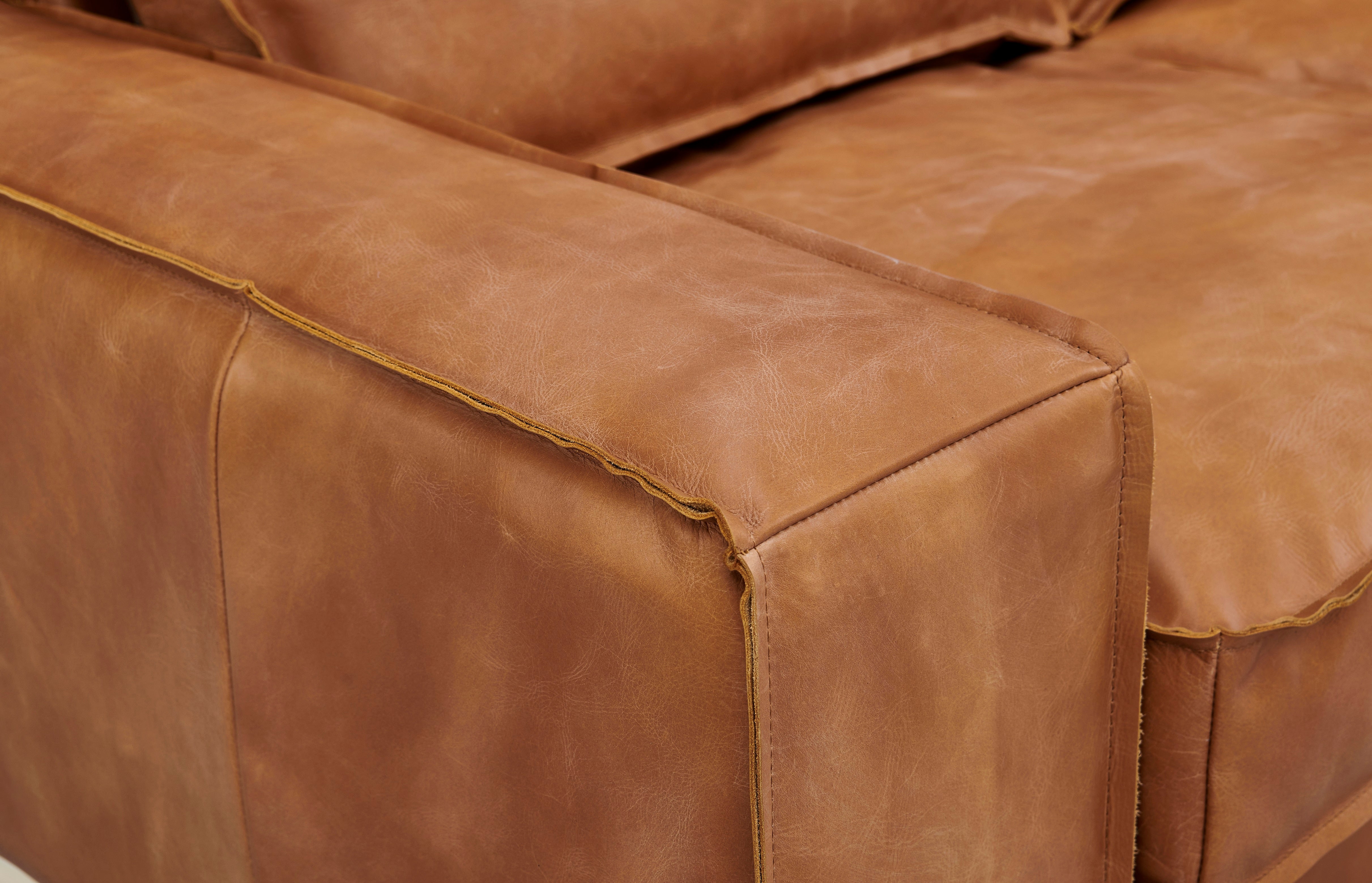 Wainscot Top Grain Leather Arm Chair - Light Chestnut