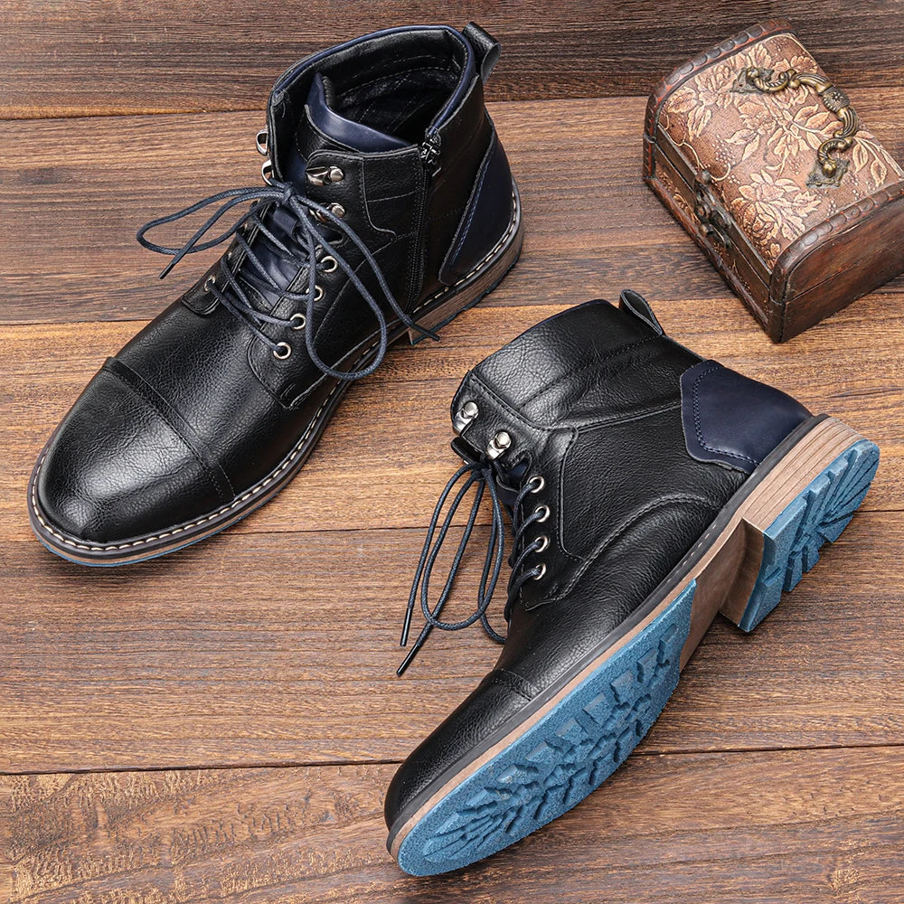 Brogue Chelsea Men's Boots | American Style Comfortable Fashion Leather Boots (Low Heel)