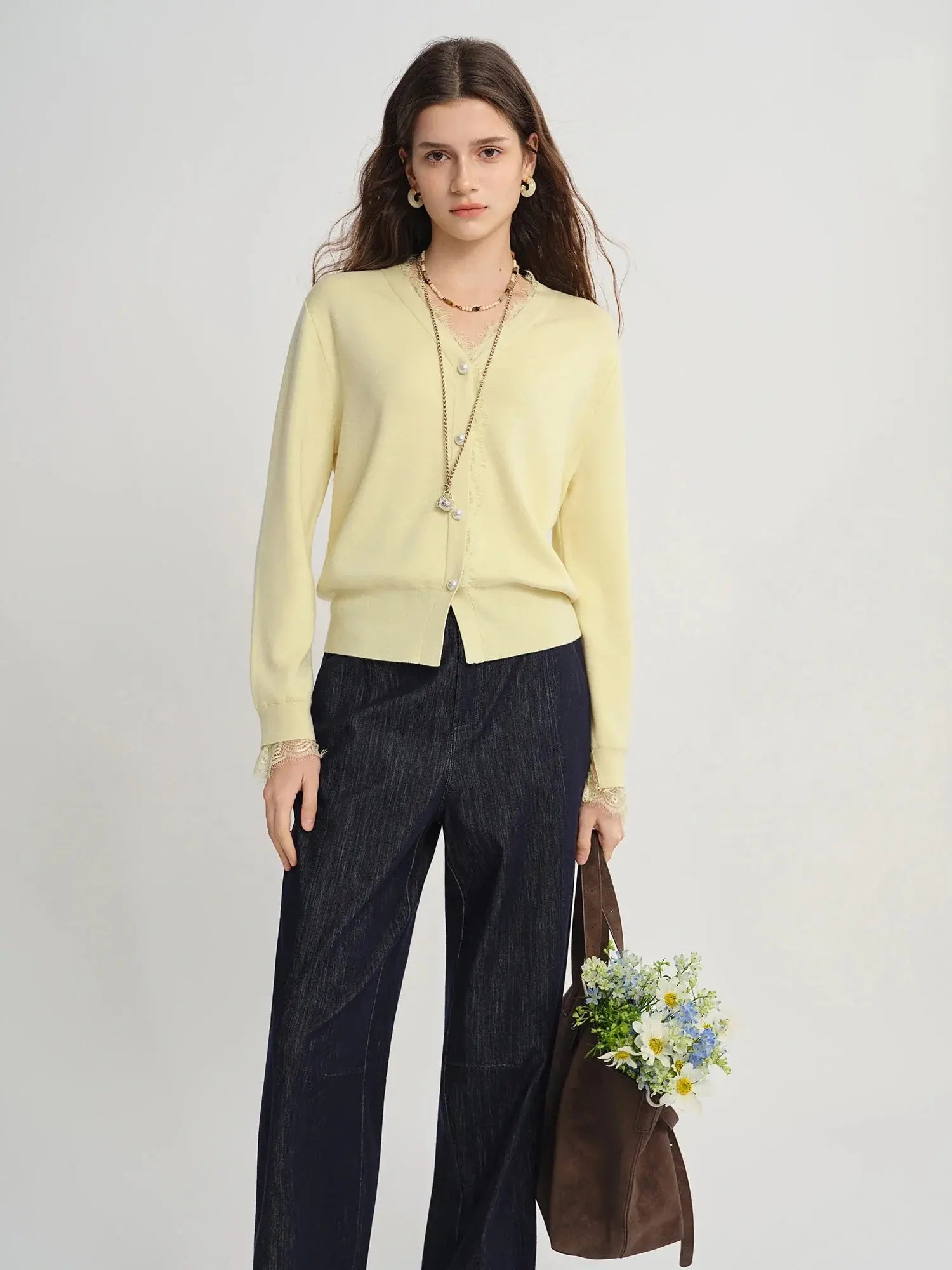 Chic Lace-Trimmed Plus Size Cardigan