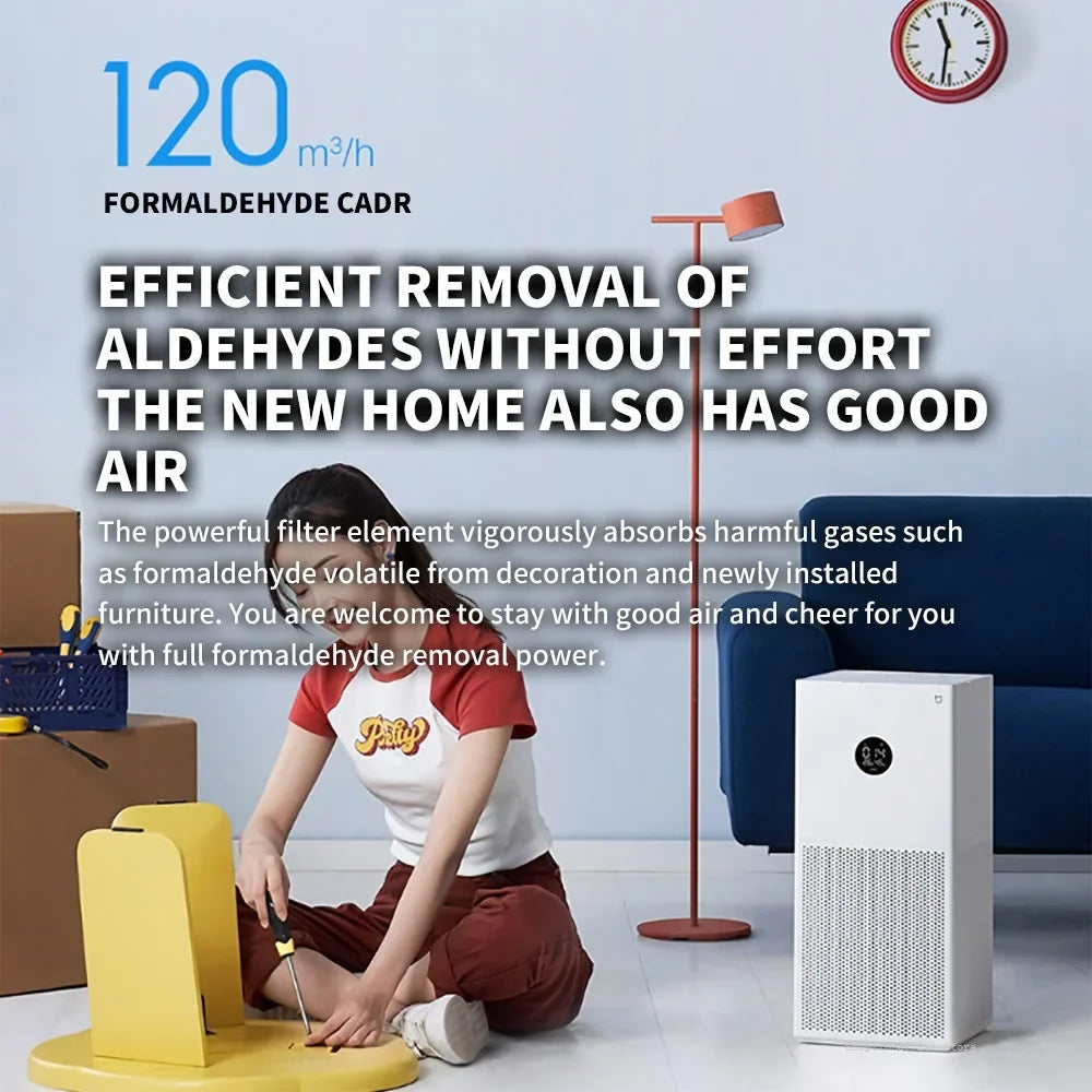 MIJIA Smart Air Purifier 4 Lite LED Display Quadruple Purification Aldehyde Removal Home Air Ionizer 35.8dB(A) Low noise