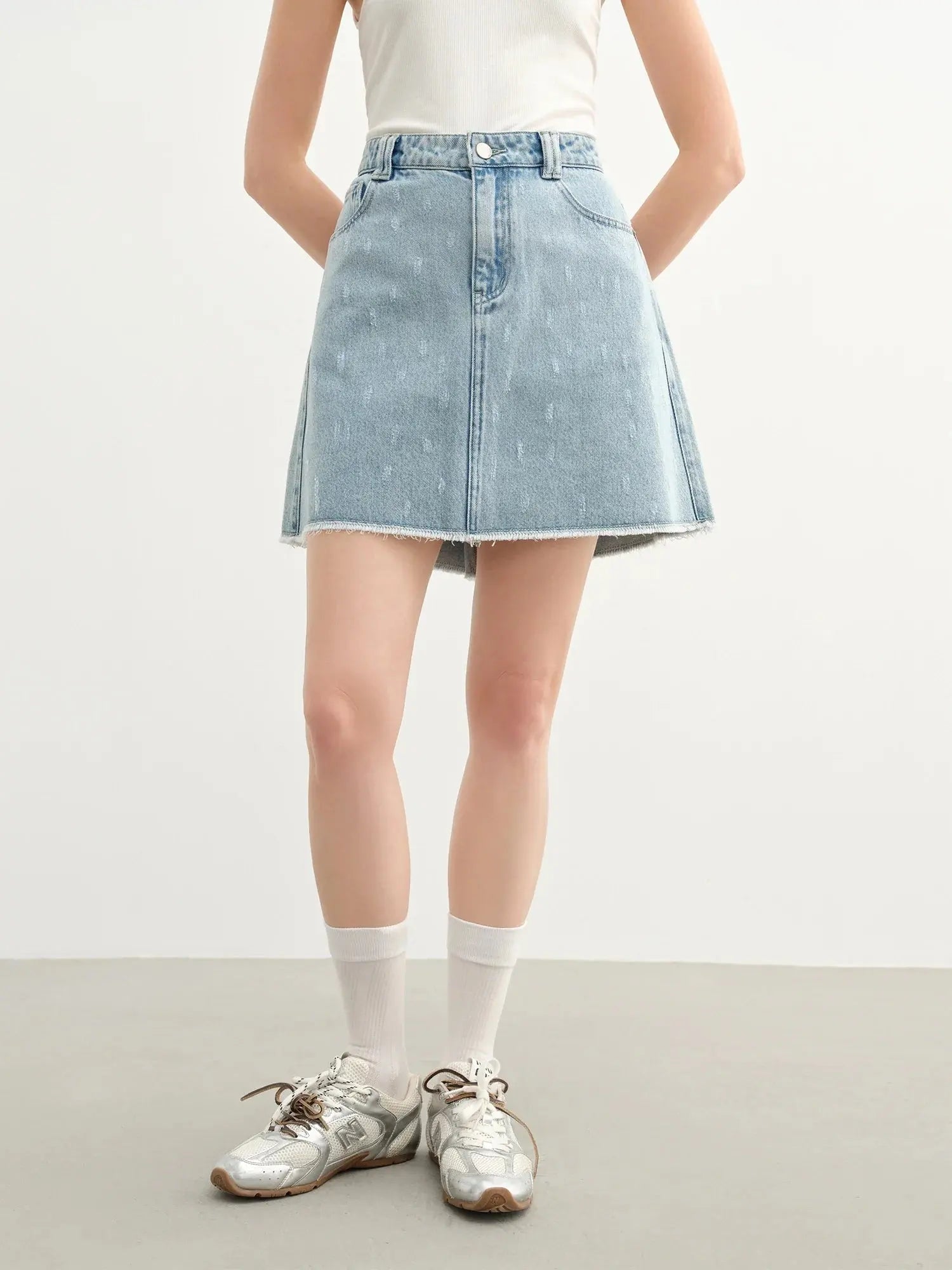 Plus Size High-Waist Denim Skirt