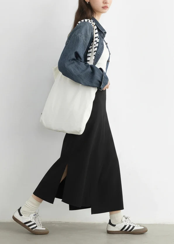 Casual Straight Tube Skirt Irregular Slit Design