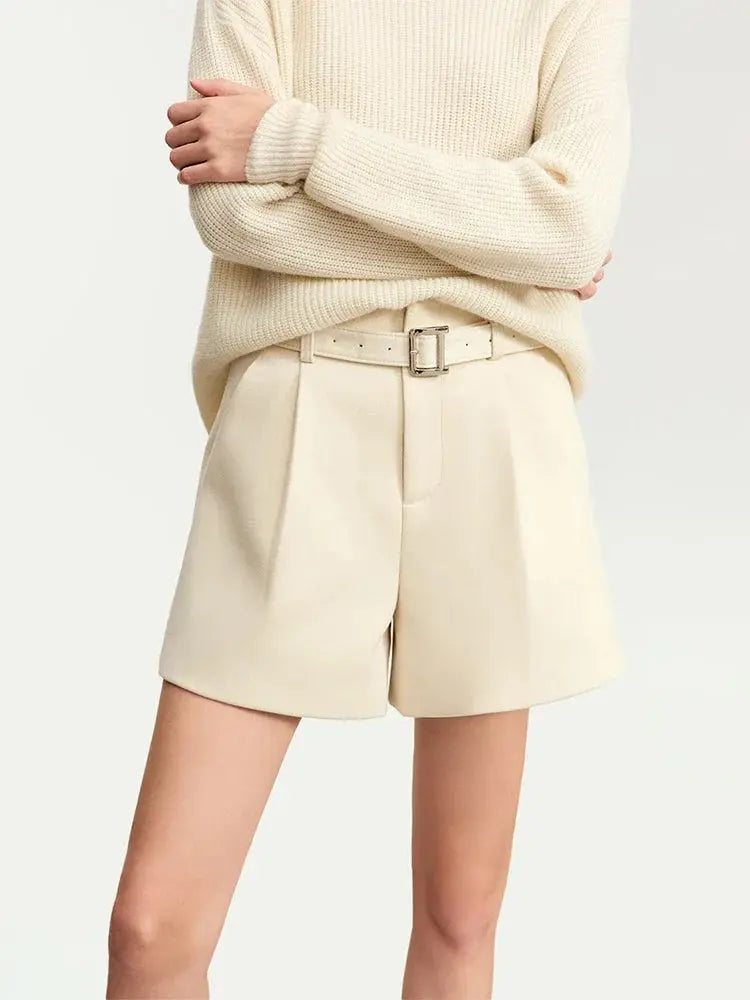 Office Vintage High-Waist Belted Shorts