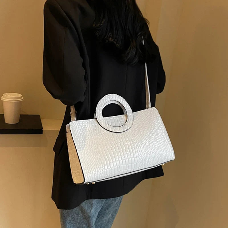 Luxury Crocodile Pattern Women's Handbag | Fashion Shoulder & Crossbody Bag (Famous Brand Designer PU Leather, Large Capacity)