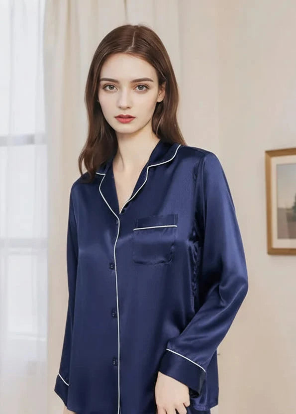 Women’s Mulberry Silk Pajama Set Long Sleeve Summer