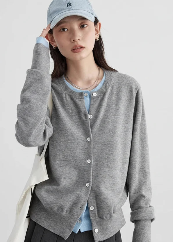O-Neck Knit Cardigan Loose Single-Breasted Sweater