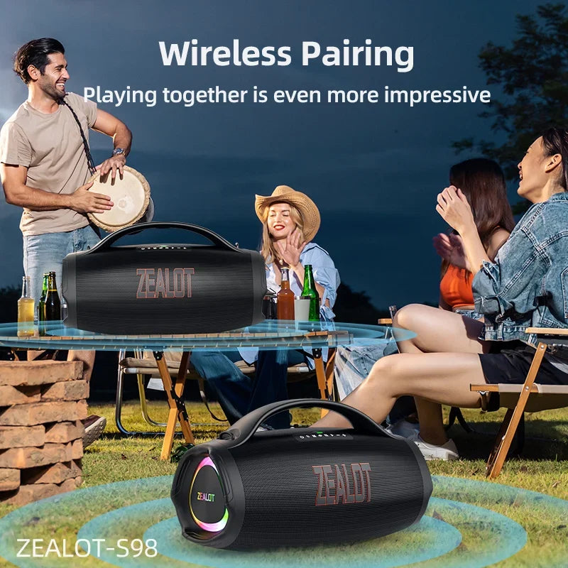 ZEALOT S98 160W Big Power Portable Bluetooth Speaker Wireless TWS Subwoofer Bluetooth Speaker Waterproof Mobile HIFI Quality