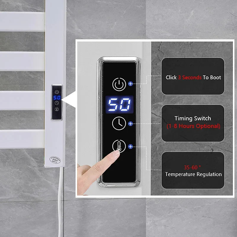 WiFi Smart Electric Heating Towel Rack Bath Towel Drying Cooling Rack Electric Bath Towel Clothes Dryer Heating Heater Bathroom