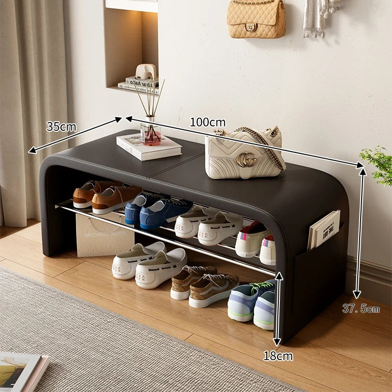 Light luxury shoe changing stool for home use, shoe wearing stool, shoe cabinet, integrated bed end stool