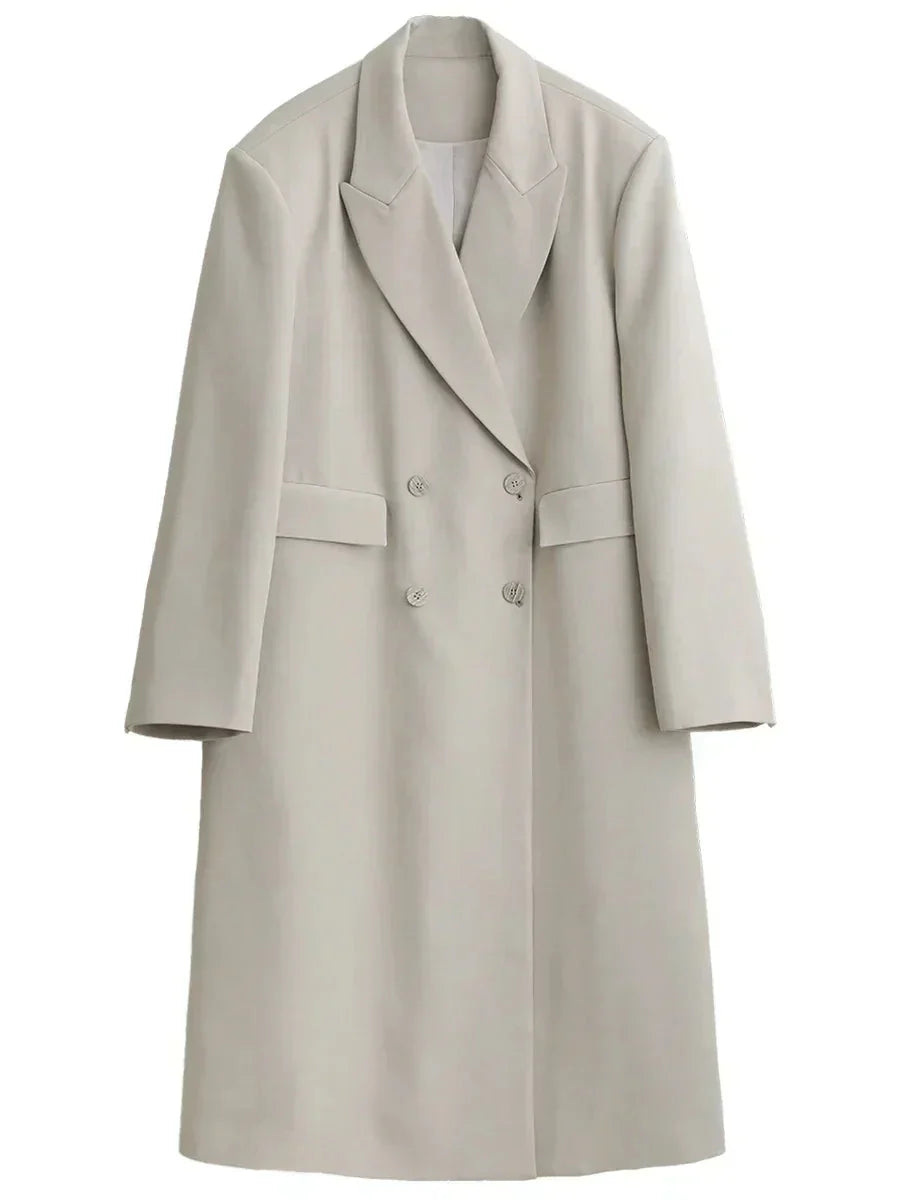 Women’s Double-Breasted Trench Coat Casual Long Overcoat