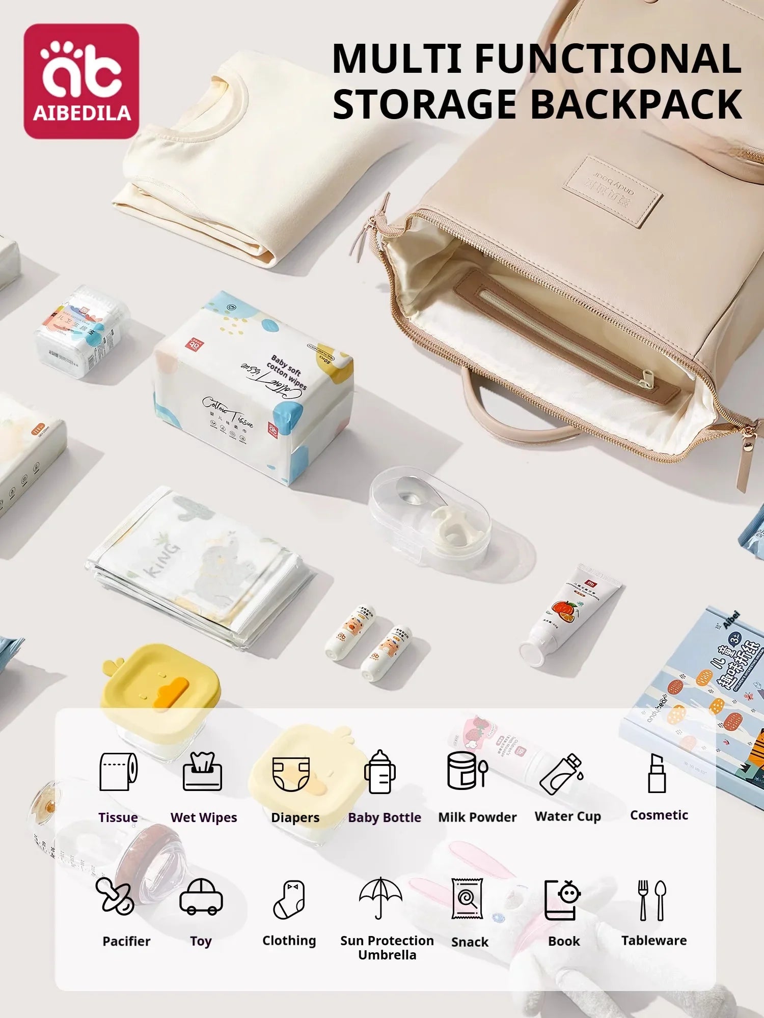 Aibedila Diaper Bag Backpack Women's Bag Backpack Baby Diaper Bag