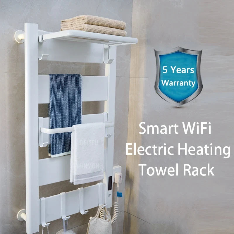 WiFi Smart Electric Heating Towel Rack Bath Towel Drying Cooling Rack Electric Bath Towel Clothes Dryer Heating Heater Bathroom