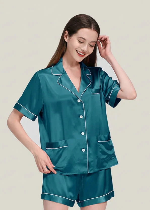 Plus Size Deconstructivist Real Silk Pajamas 2-Piece Set
