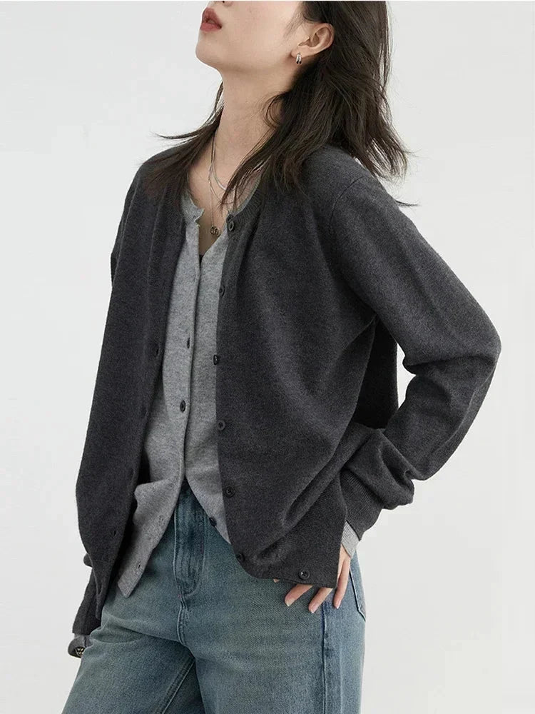 O-Neck Knit Cardigan Loose Single-Breasted Sweater
