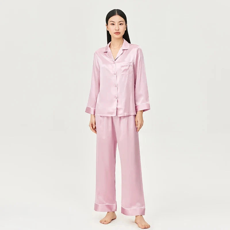 Women’s Mulberry Silk Pajama Set Long Sleeve Loungewear