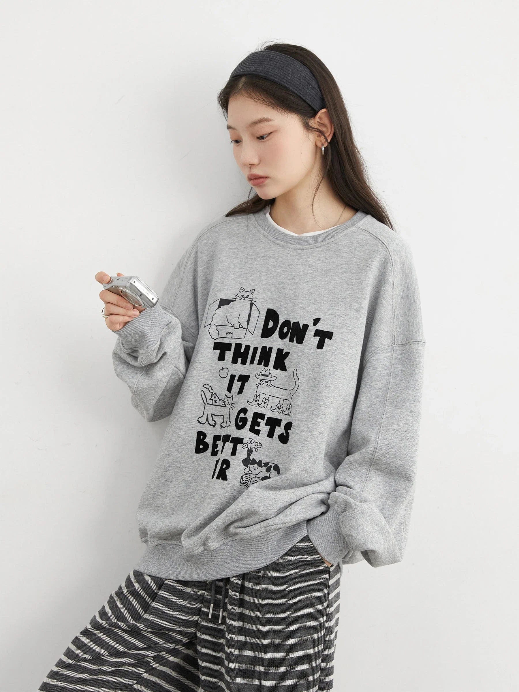 Preppy Plush Pullover Long Sleeve Autumn Top