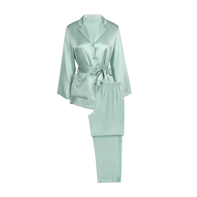 Women’s Mulberry Silk Button-Down PJs Diamond Trim Set