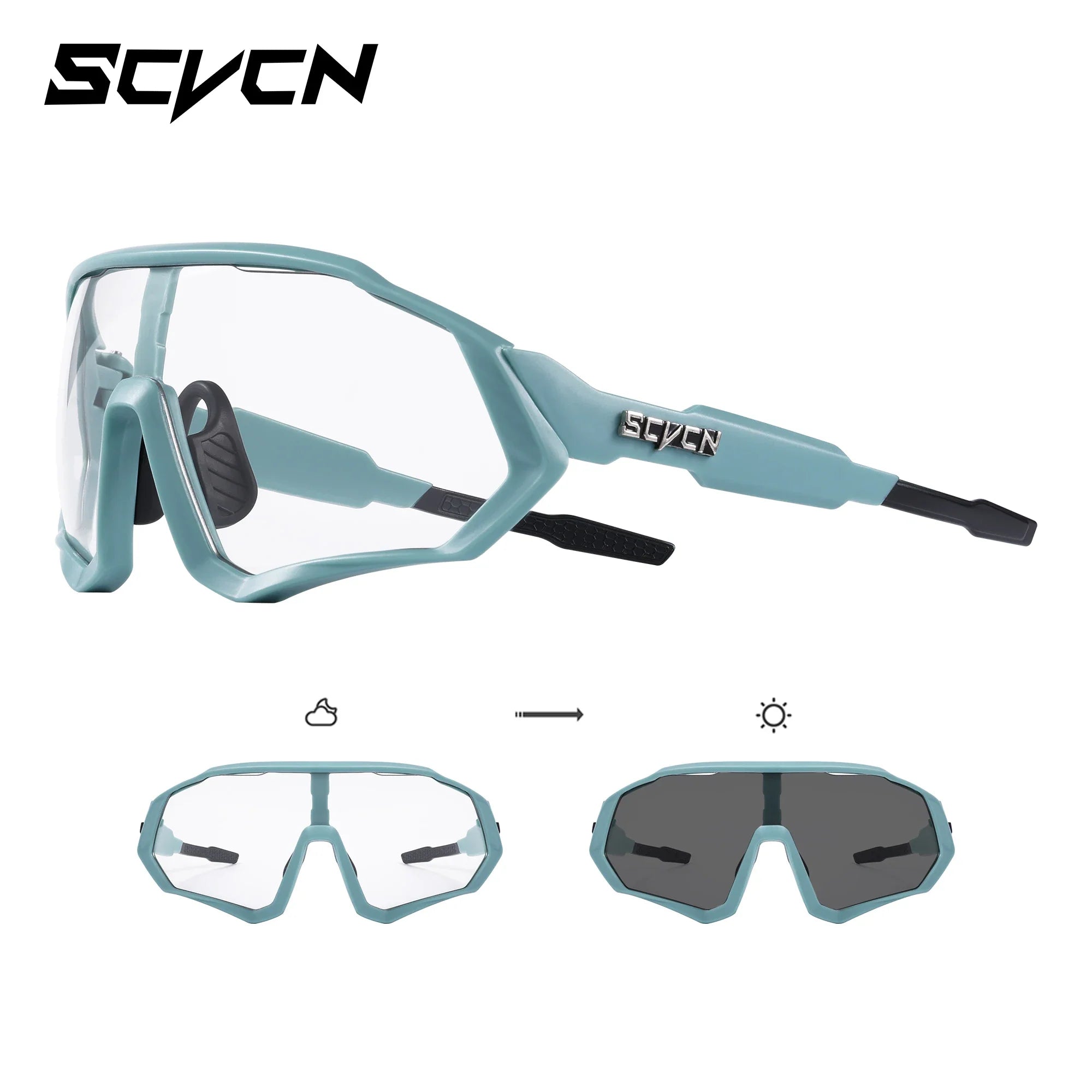 SCVCN Photochromic Cycling Sunglasses Outdoor Sports Running Drving Glasses Road MTB Bicycle Goggles UV400 Safety Bike Eyewear