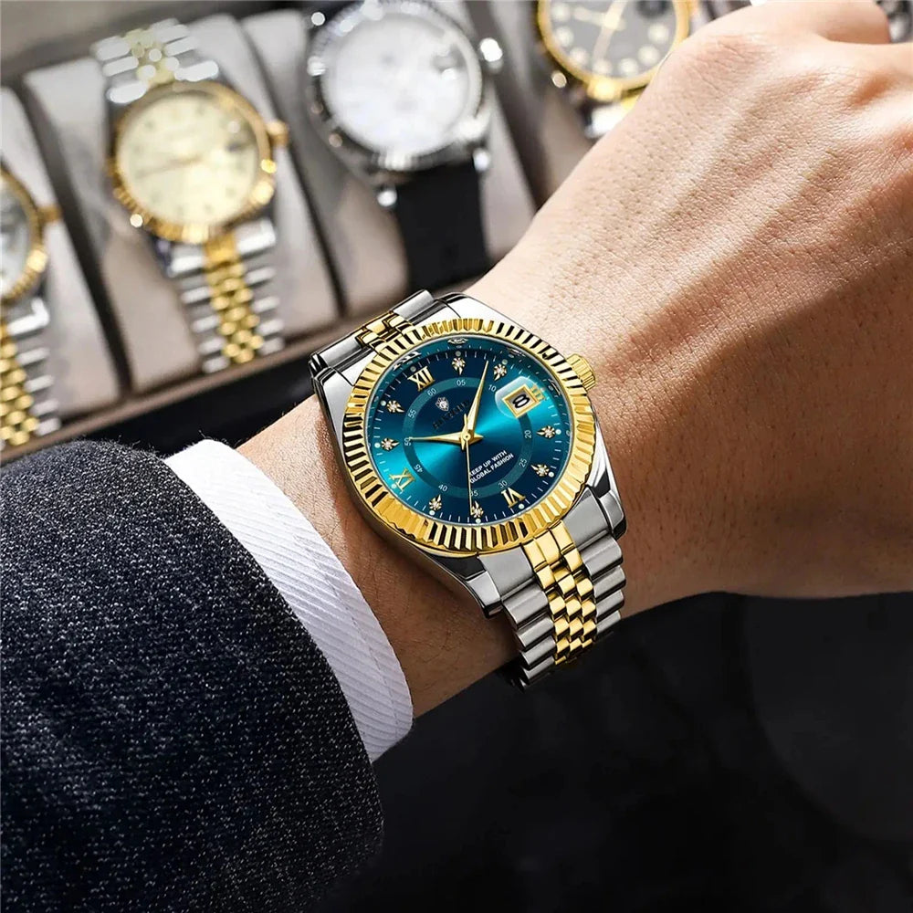 Fashion Quartz Wristwatches Luxury Brand High Quality Diamond Watch For Man Gifts Digital Mens Automatic Watches Men Gold Clock