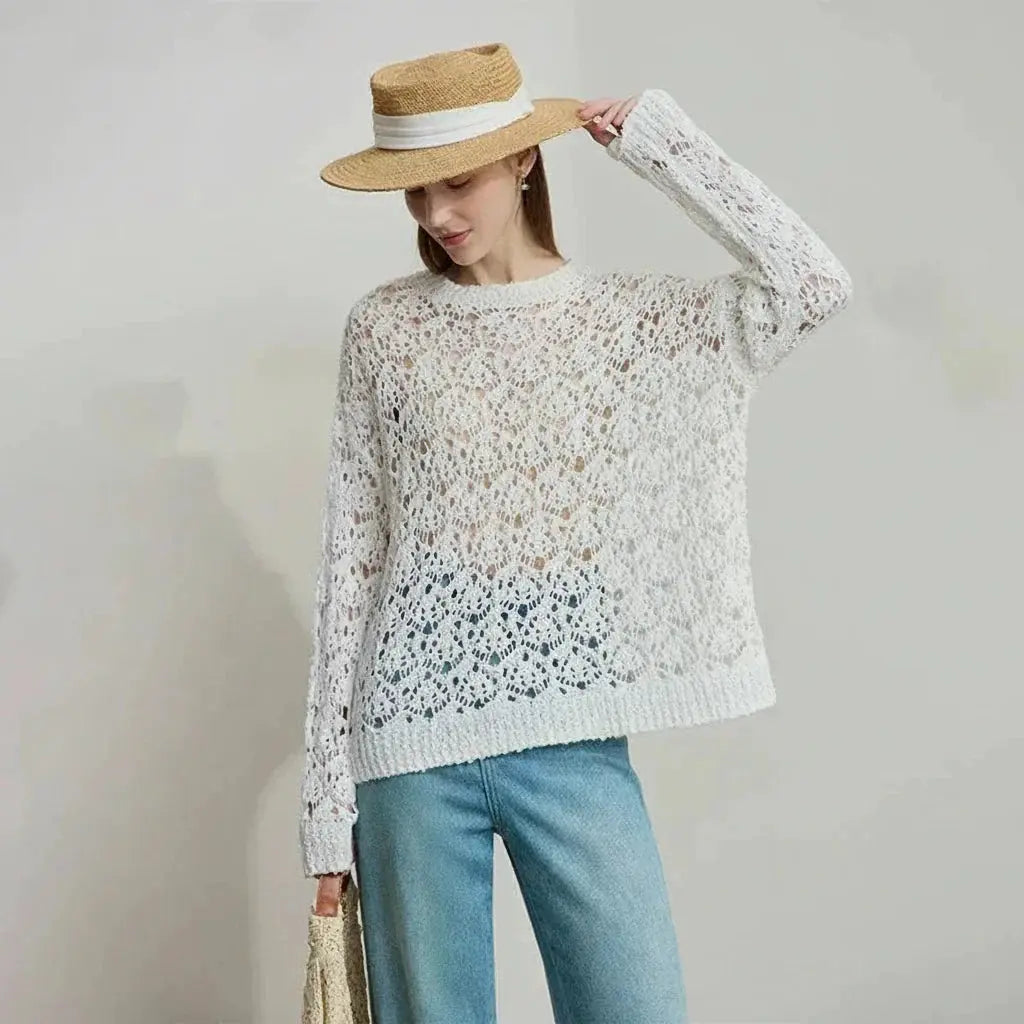 Crochet Hollow-Knit Women's Pullover