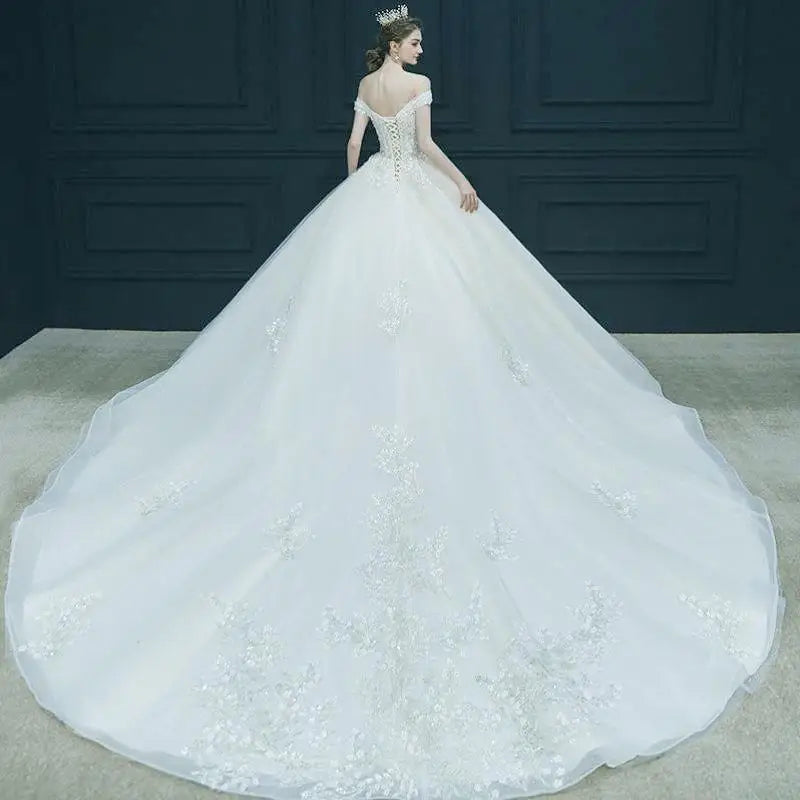 Elegant Off The Shoulder Wedding Gown EDW469