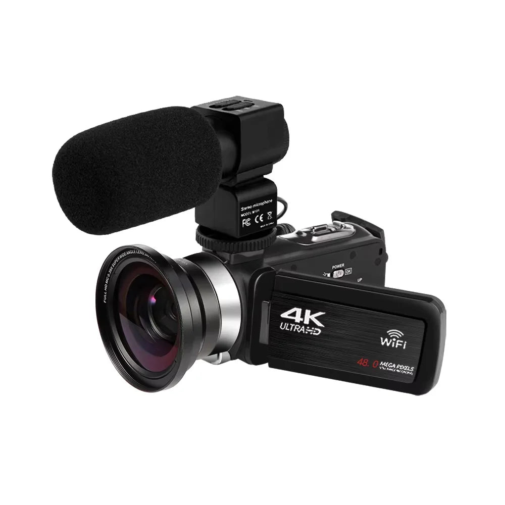 Full 4K Camcorder 18X 48MP Digital Camera Livestream Webcam UHD Vlog Video Recorder Wide Angel Macro Lens Photography Cameras