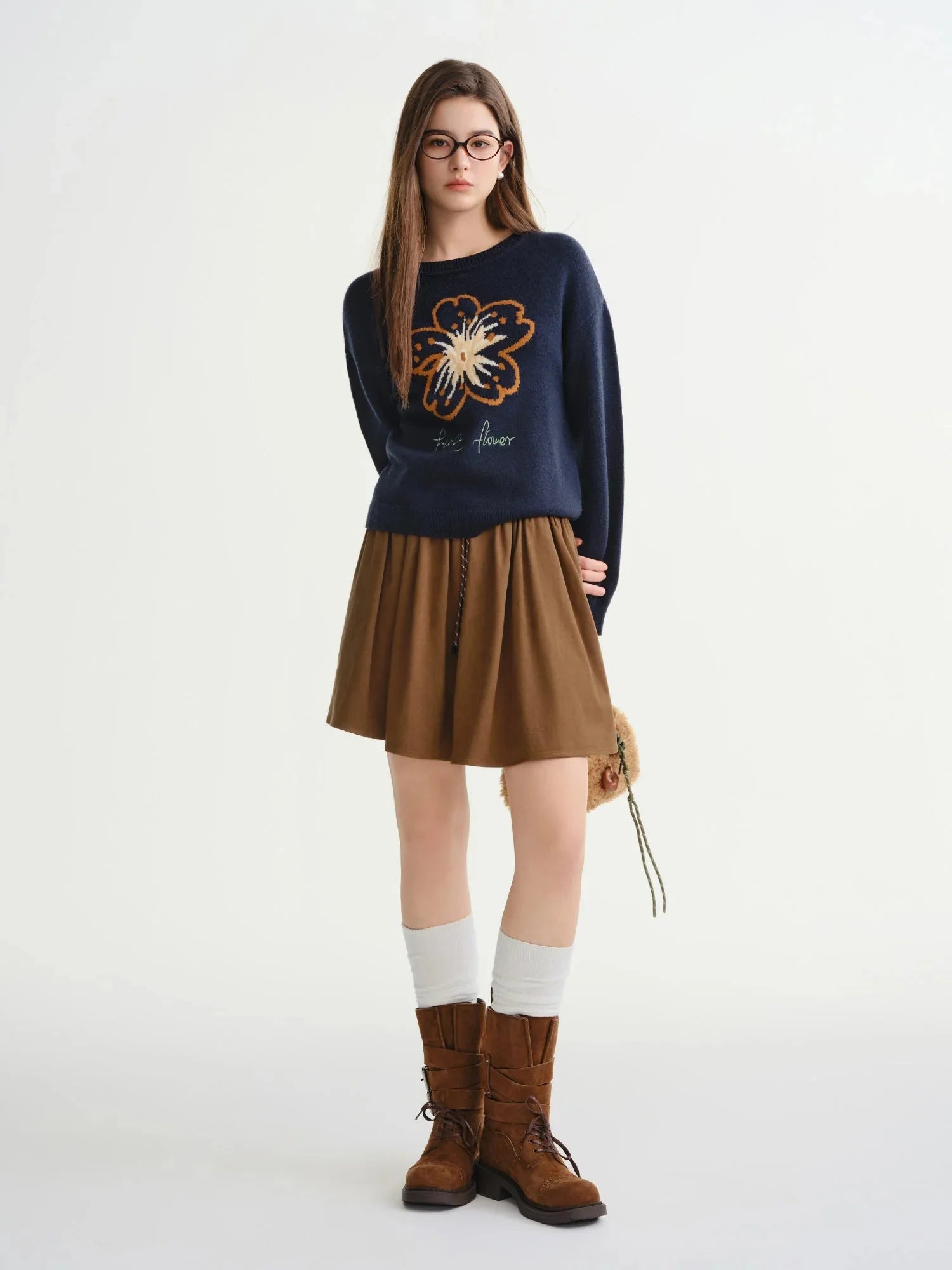 Plus Size Floral Vintage Knit Sweater Embroidered Pullover