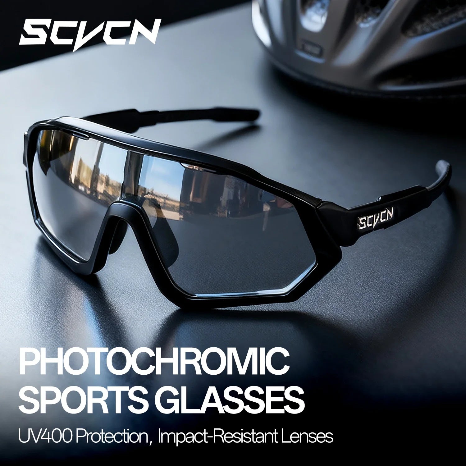 SCVCN Photochromic Cycling Sunglasses Outdoor Sports Running Drving Glasses Road MTB Bicycle Goggles UV400 Safety Bike Eyewear