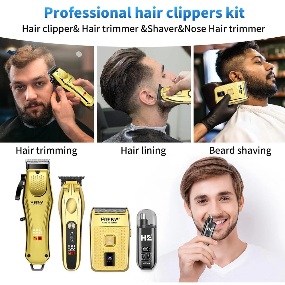 Hair Clippers for Men Professional Cordless Barber Clipper T-Blade Beard/Hair Trimmer Set Electric Razor Foil Shaver Nose Tr